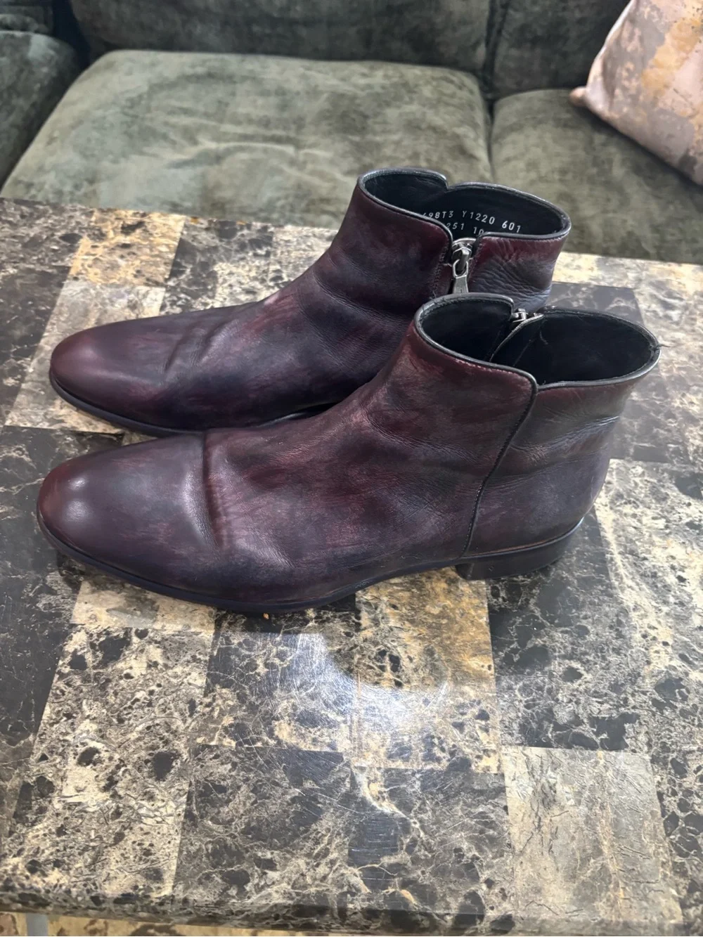 RARE $798 Preowned John Varvatos Collection Leather Eldridge Zip Boots 10.5